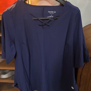 Torrid Active Navy Short Sleeve Top